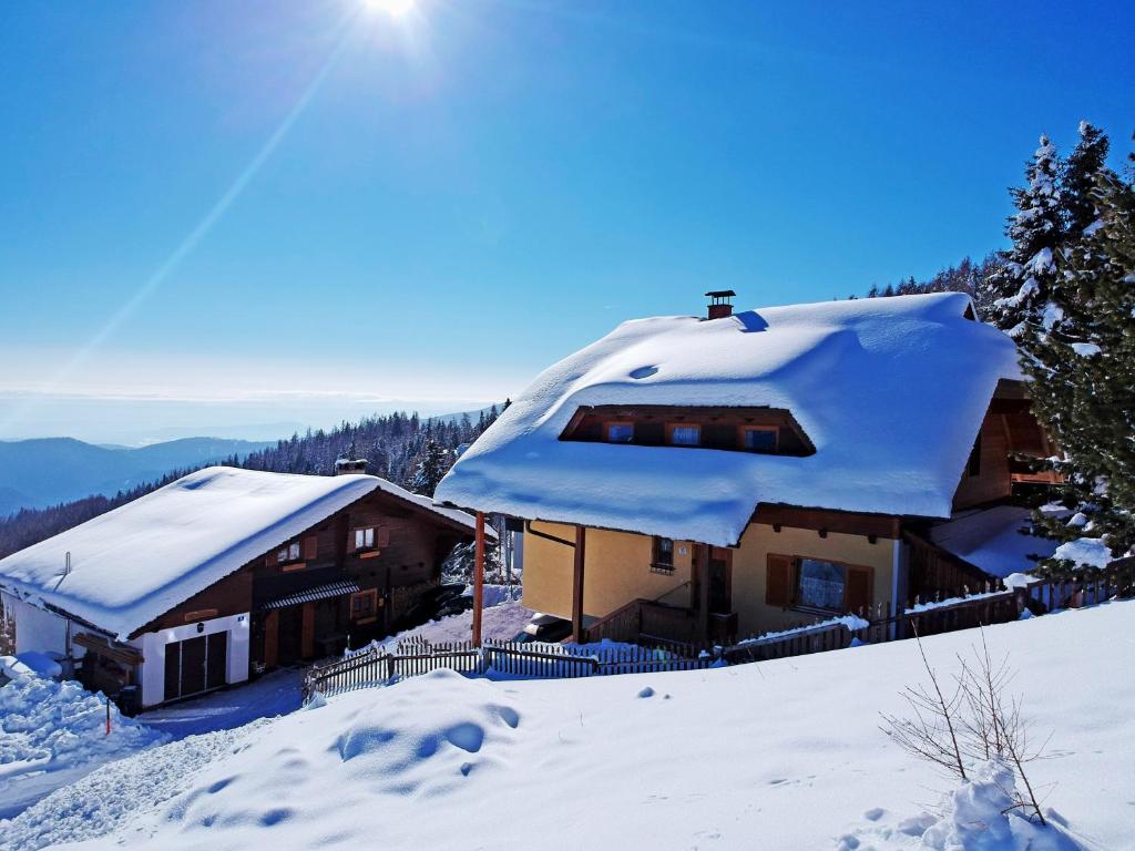 霍赫林德爾的住宿－Almhaus Pleschinhof，山上雪覆盖的房子