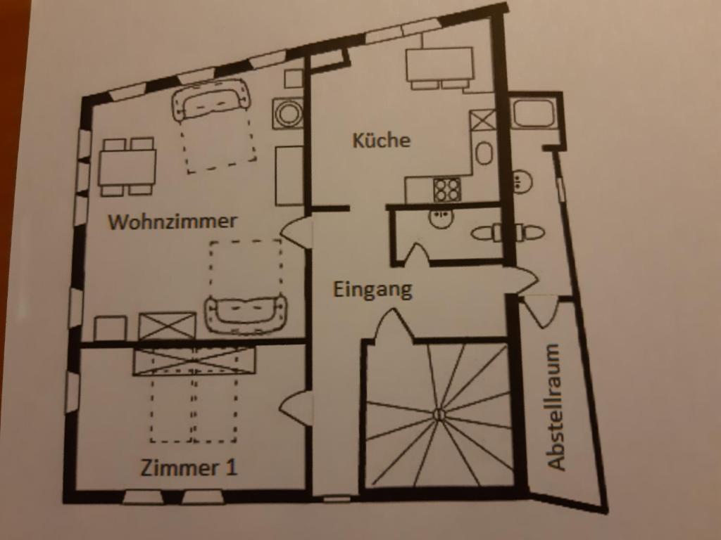 Načrt razporeditve prostorov v nastanitvi Cricerhaus