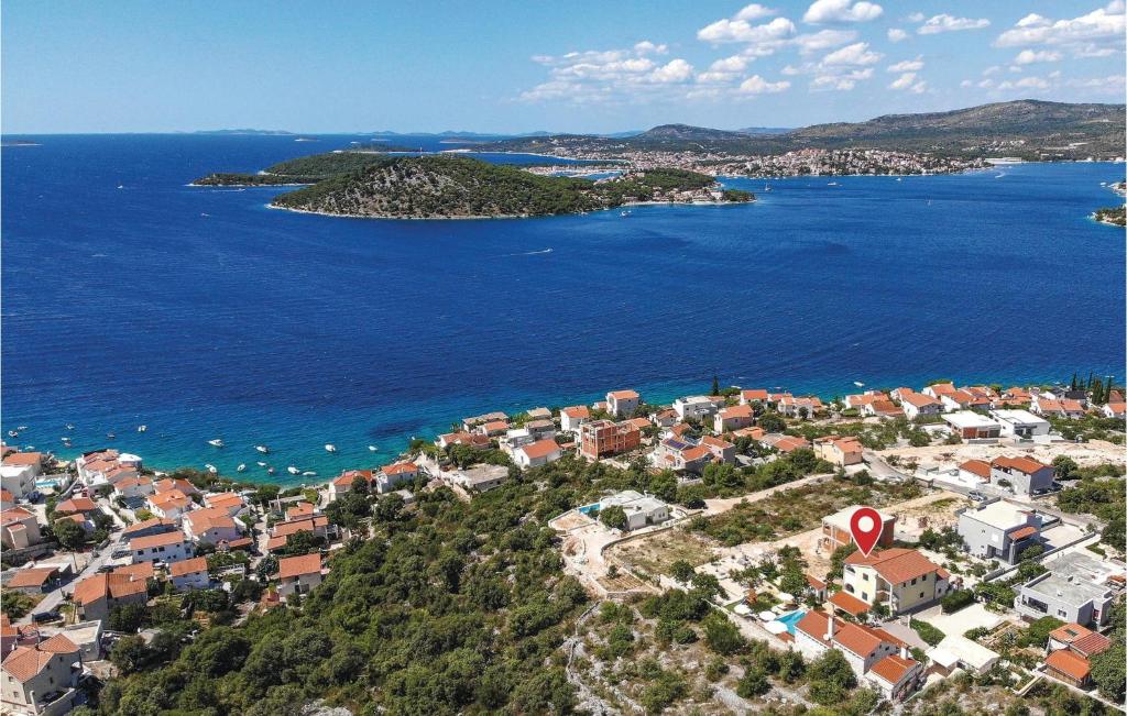 an aerial view of a small island in the water at Gorgeous Home In Razanj With Wifi in Ražanj