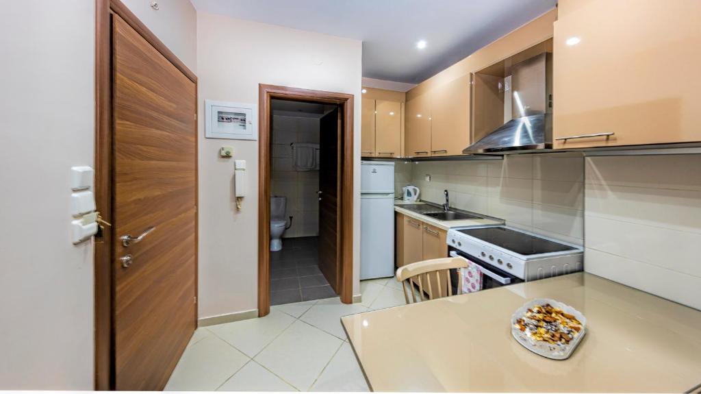 Kuchyň nebo kuchyňský kout v ubytování Le Monde SeaView Suites