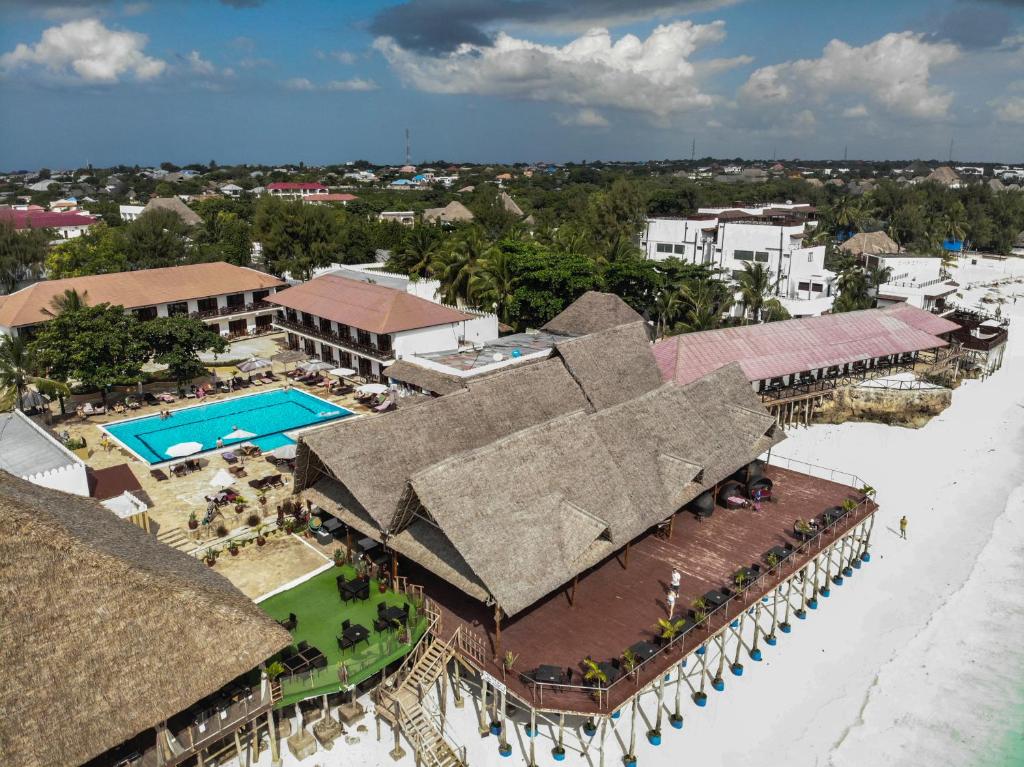 an aerial view of a resort on the beach at Amaan Beach Bungalows in Nungwi