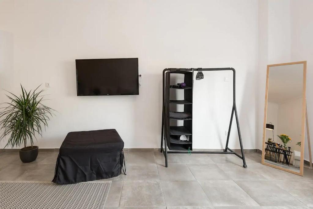 Televízia a/alebo spoločenská miestnosť v ubytovaní Aristotelous Square Luxury Studio