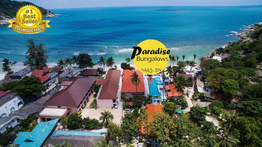 an aerial view of a resort with the ocean at Paradise Bungalows in Haad Rin