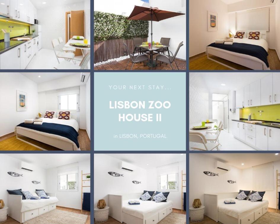 a collage of photos of a bedroom and a house at Lisbon Zoo House II in Lisbon