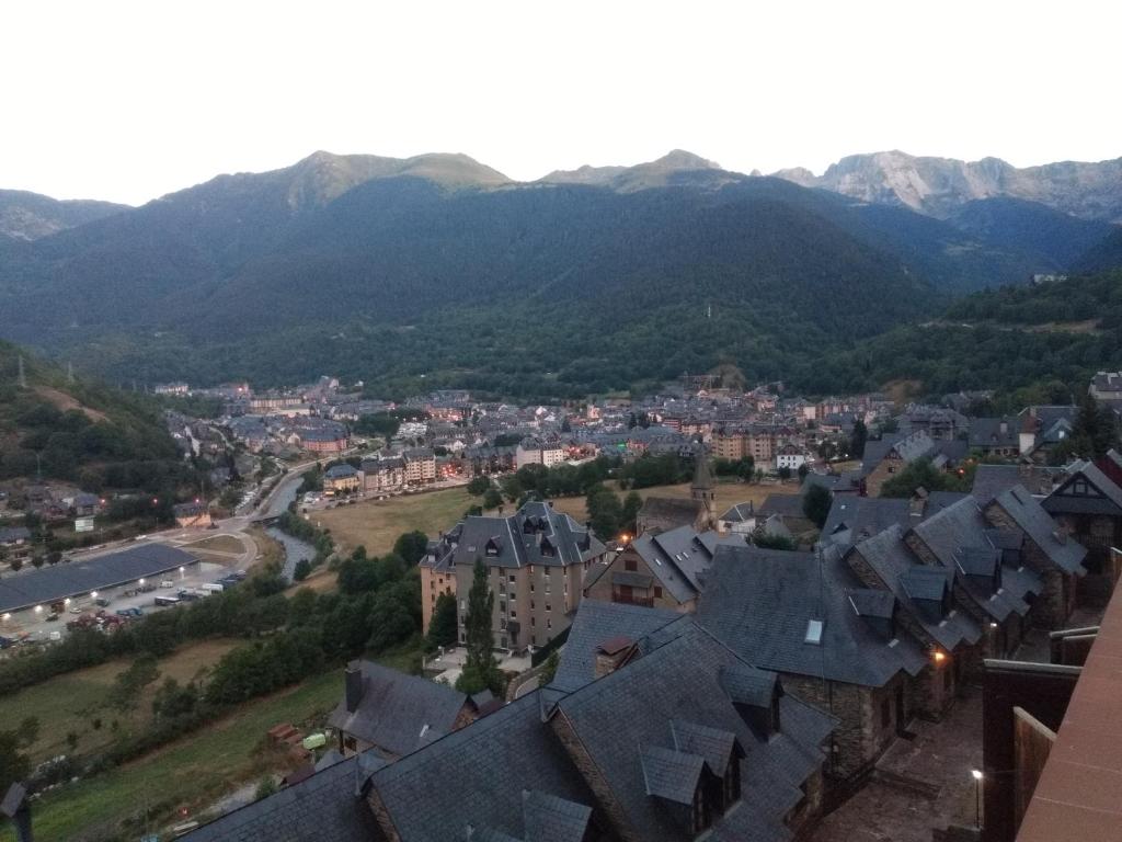 an aerial view of a town in the mountains at Apartamento Ismael in Gausach