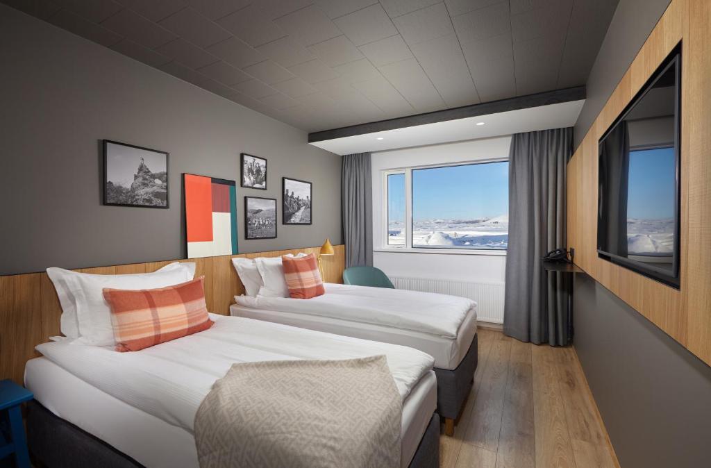 Postel nebo postele na pokoji v ubytování Mývatn - Berjaya Iceland Hotels