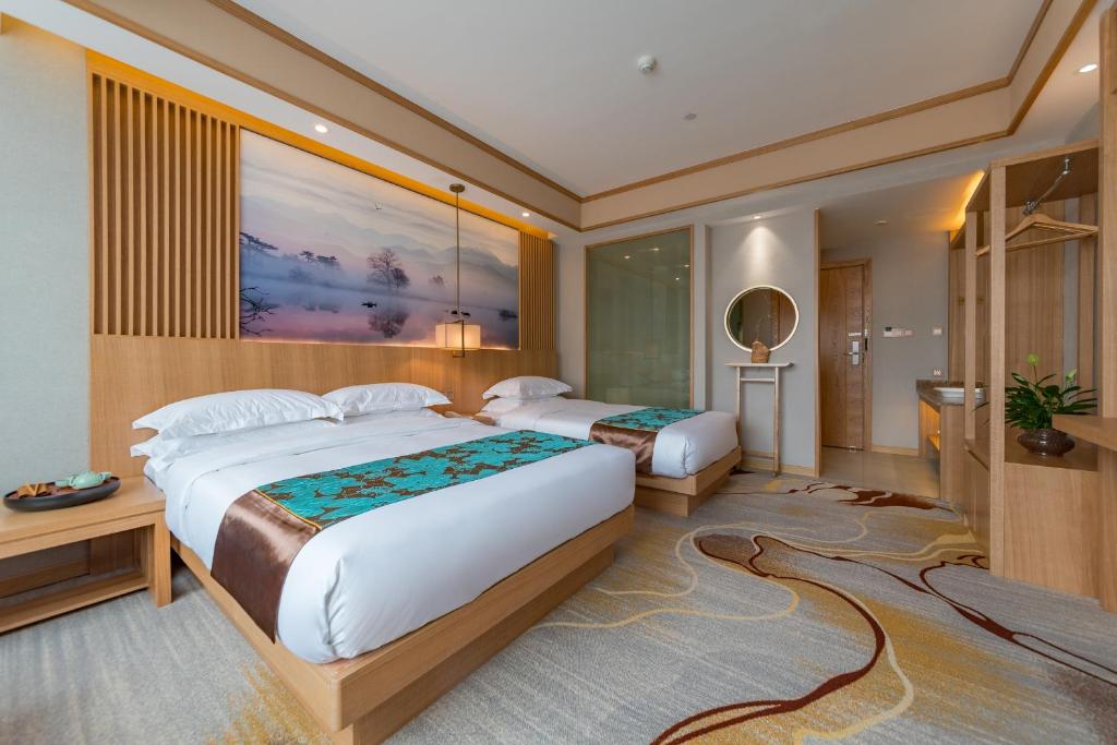 Yunxianju Tea Culture Theme Hotel - Chambre Twin Standard Avec Vue Sur La Montagne