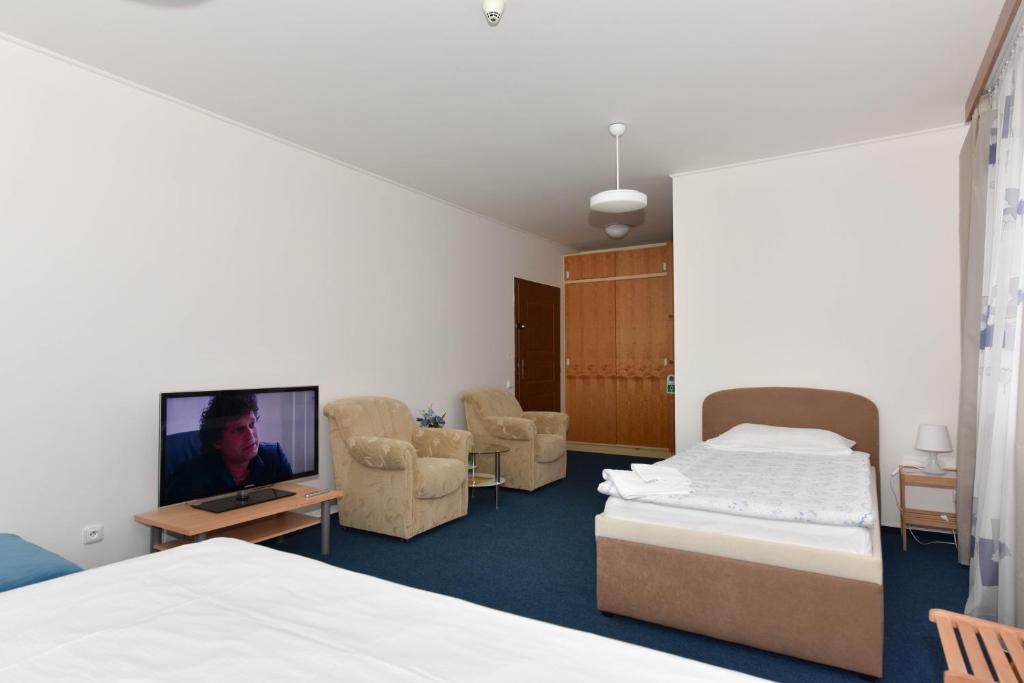 TV a/nebo společenská místnost v ubytování Hotel Trilobit