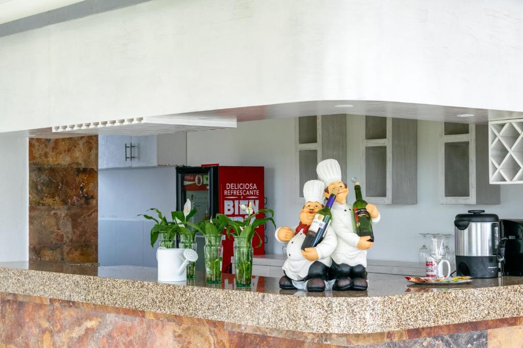 Kuchyň nebo kuchyňský kout v ubytování Hotel Splash Inn