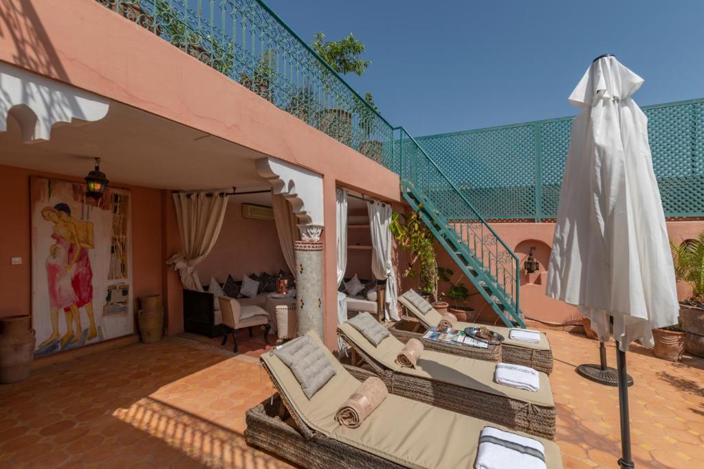 Balkón nebo terasa v ubytování Villa Soraya Hammam & Jacuzzi