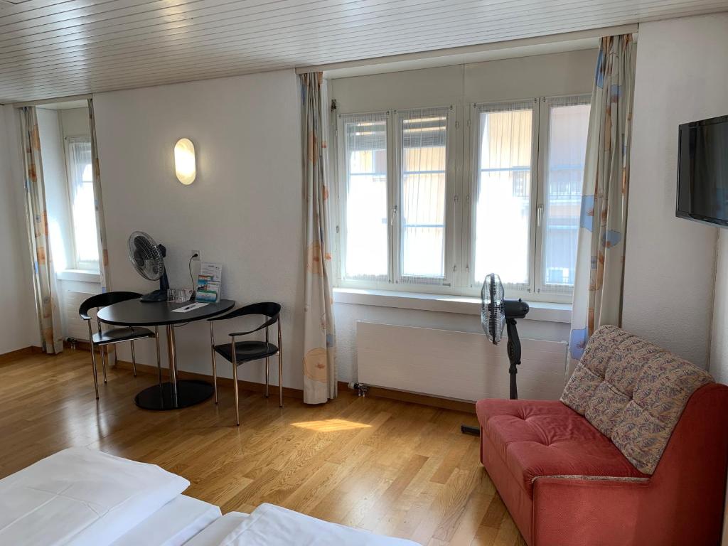 TV a/nebo společenská místnost v ubytování Hotel Drei Könige Luzern