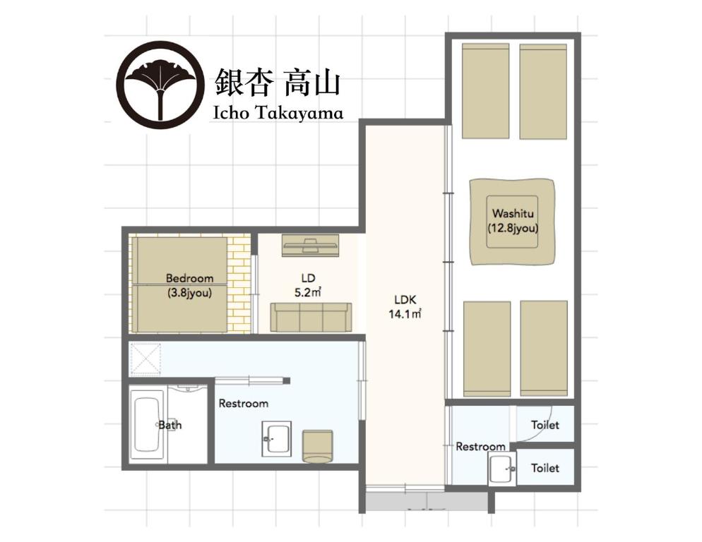 un plano del piso de una casa en Private House IT / Vacation STAY 47911 en Takayama