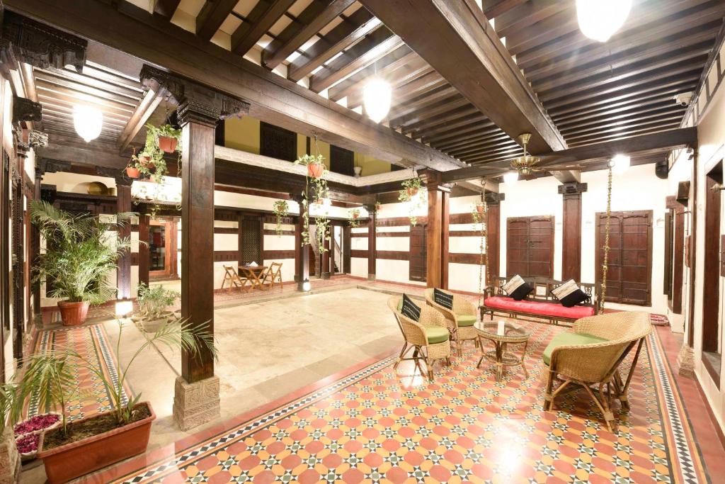 Posezení v ubytování Deewanji Ni Haveli