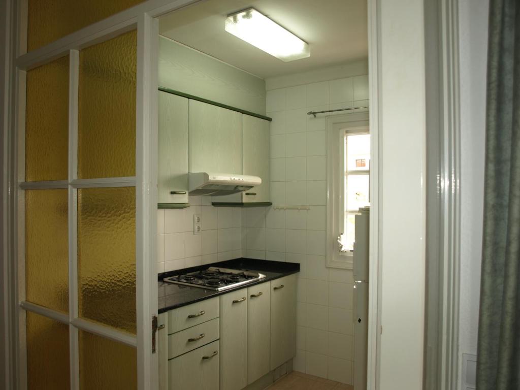 Kuchyň nebo kuchyňský kout v ubytování Apartaments Geminis