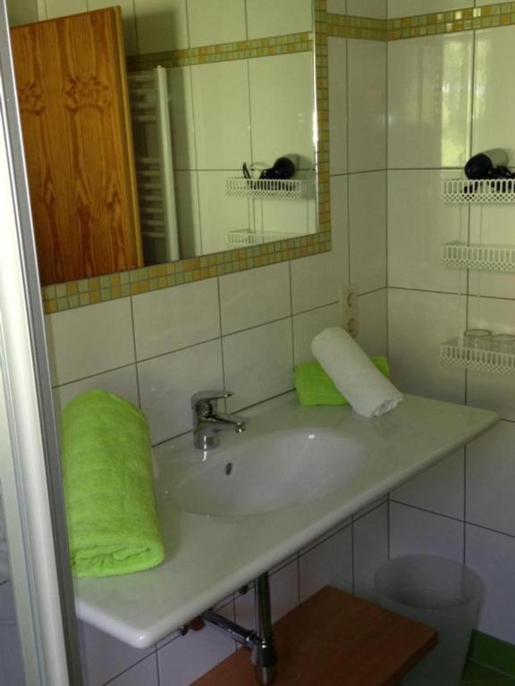 Koupelna v ubytování Pension Sonneck
