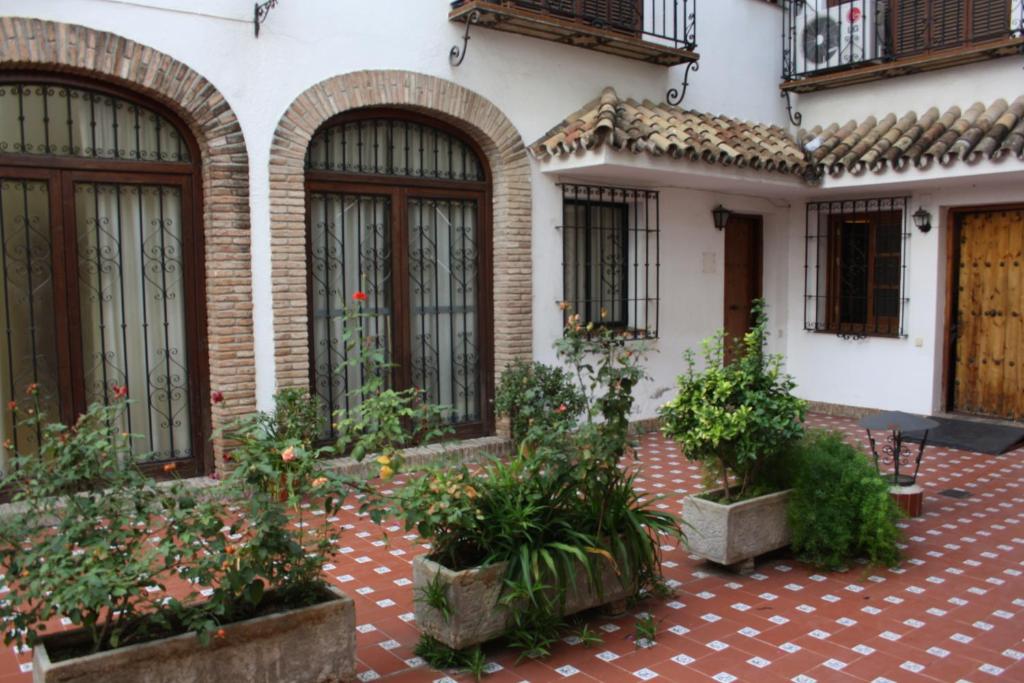 un patio de una casa con algunas plantas en Placentines, en Sevilla