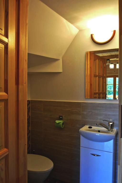 Kúpeľňa v ubytovaní Domek na Kamieńcu