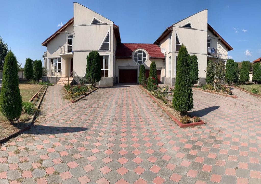 a house with a brick driveway in front of it at Vila Nei in Lugoj