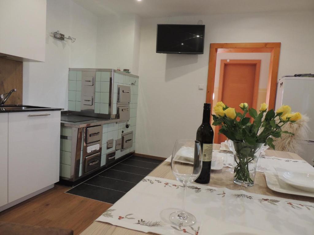 Kuchyň nebo kuchyňský kout v ubytování Appartement Seggl