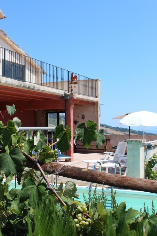 a tree branch laying next to a swimming pool at Il Piccolo Carro Apartments in Monterubbiano