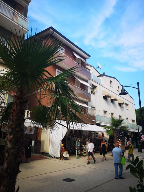 un edificio con una palmera delante de él en CASA GABRIELLA, en Cattolica