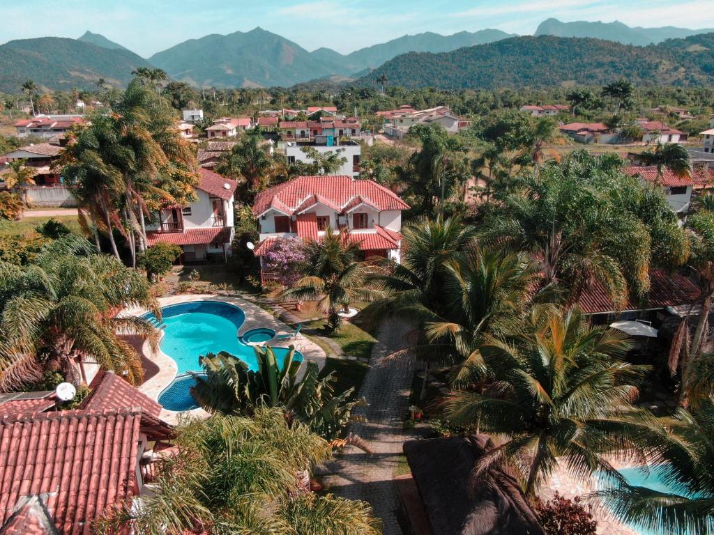 Uma vista da montanha tirada da casa de hóspedes 