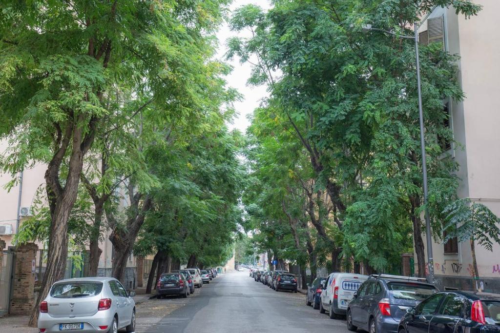wysadzana drzewami ulica z samochodami zaparkowanymi po bokach w obiekcie Pisacane Loft w mieście Salerno