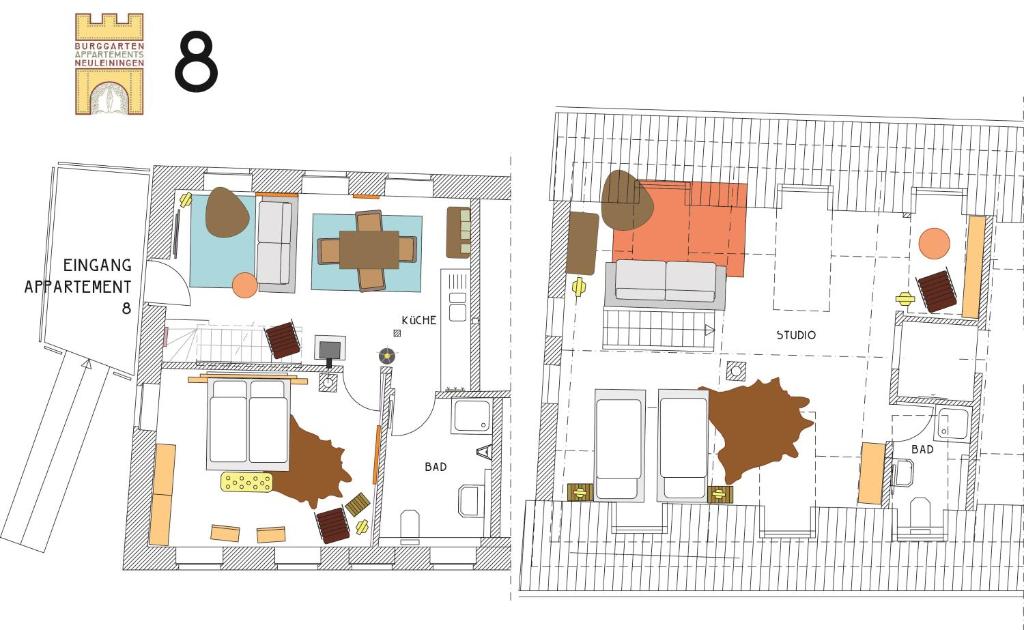 Půdorys ubytování Burggarten Appartements Neuleiningen