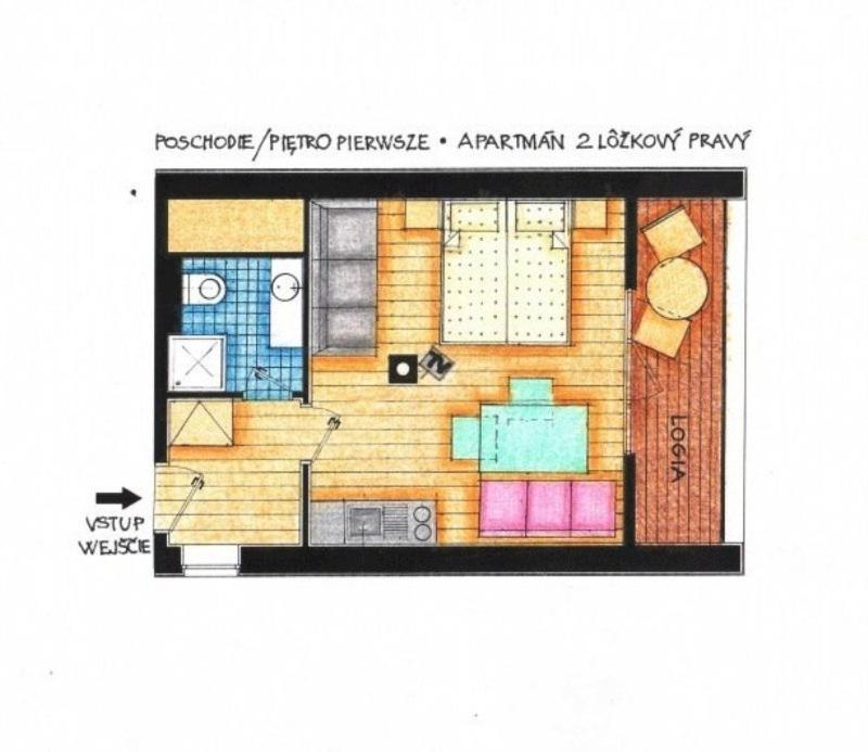 Půdorys ubytování Apartmánová chalupa v Dvore u maliara