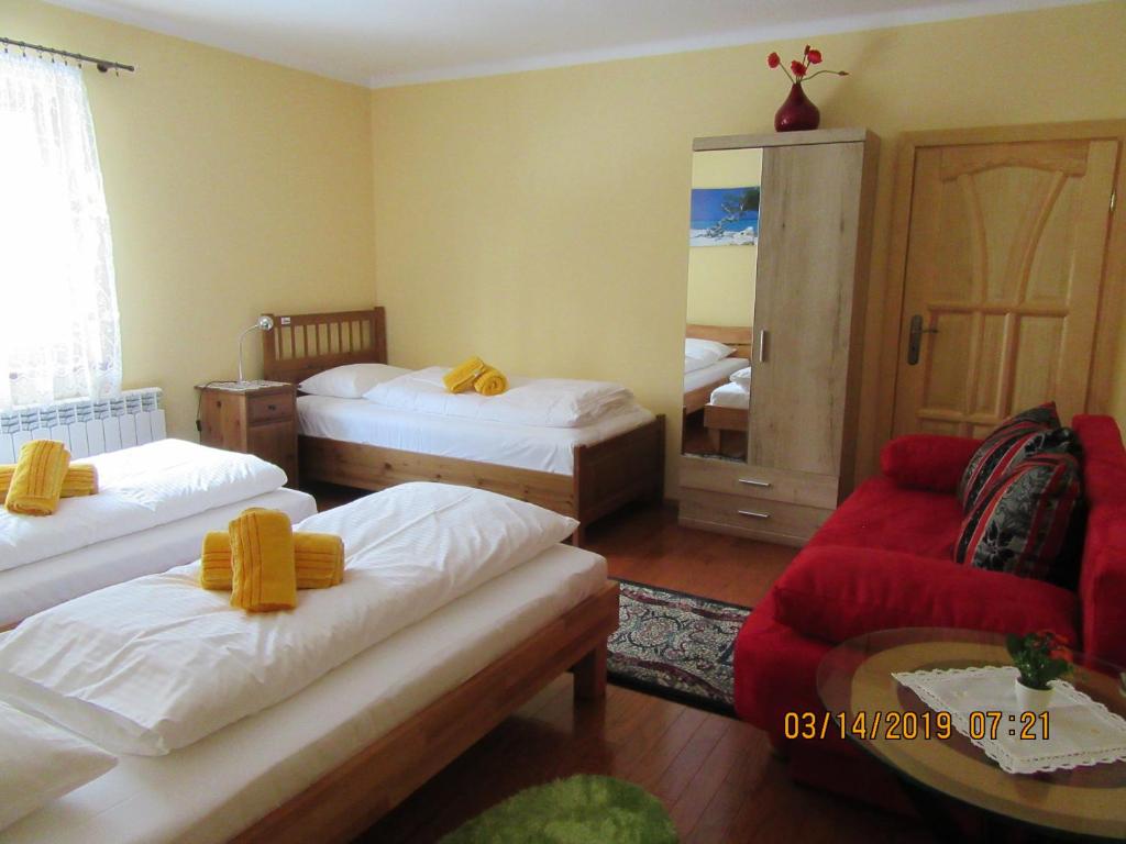 Postel nebo postele na pokoji v ubytování Ferienhaus König