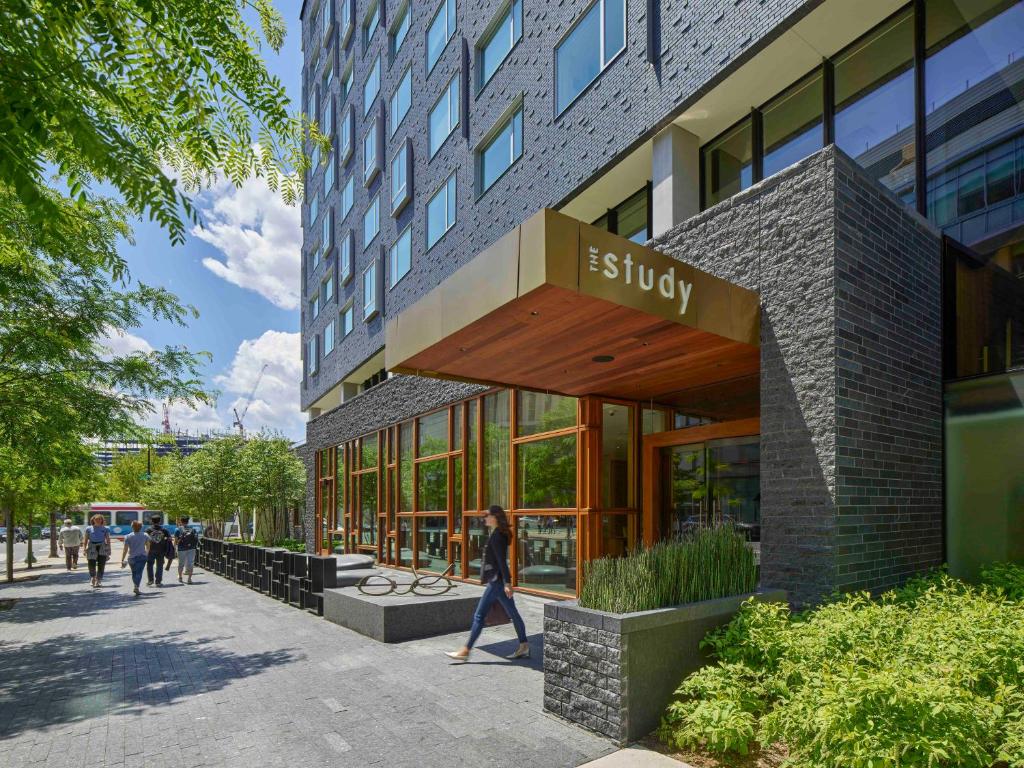 a building with a sign that reads subway at The Study at University City, Study Hotels in Philadelphia