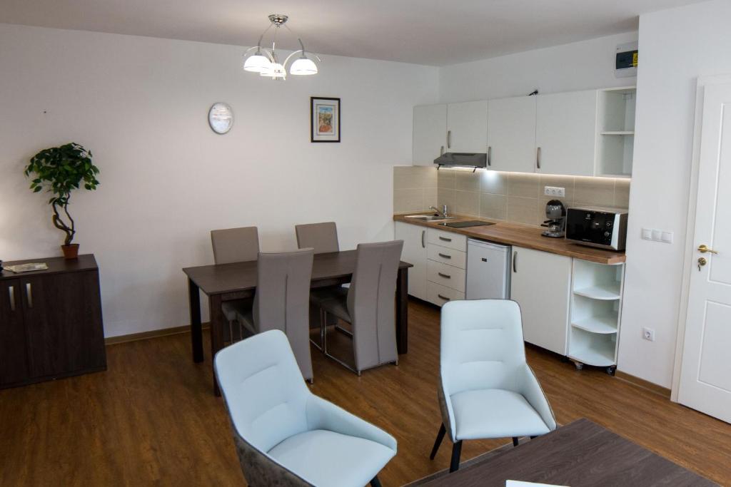 Kuchyň nebo kuchyňský kout v ubytování Mecset Apartman