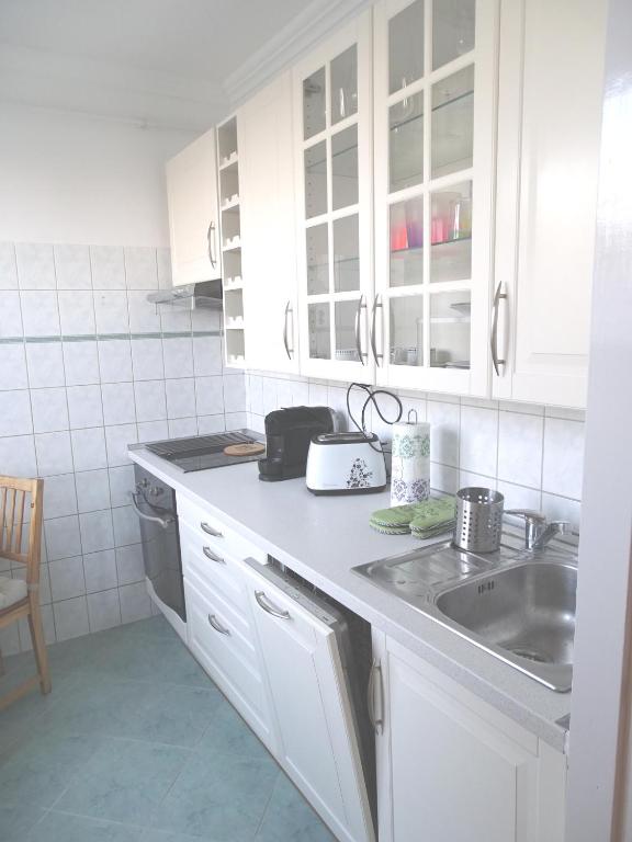 Kuchyň nebo kuchyňský kout v ubytování Duna View Apartment