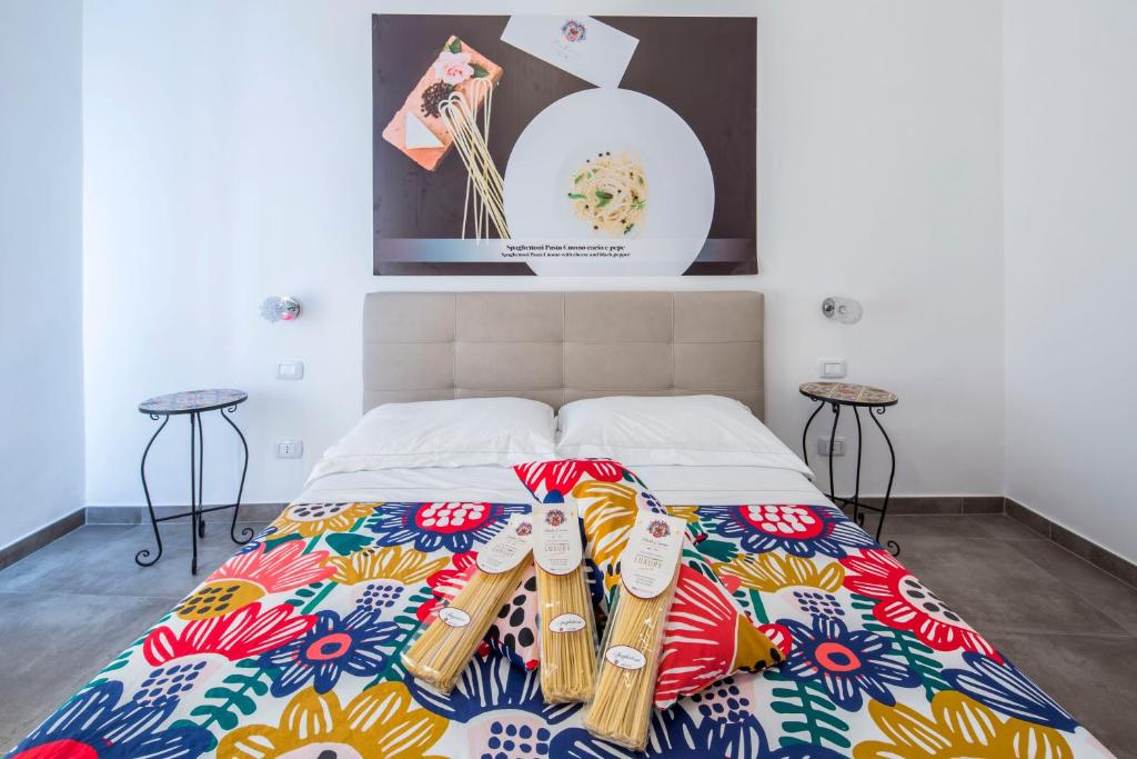Łóżko lub łóżka w pokoju w obiekcie b&b Pasta Cuomo