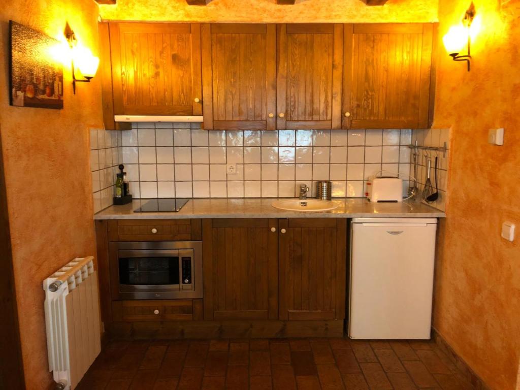 Kuchyň nebo kuchyňský kout v ubytování Apartaments Alzina