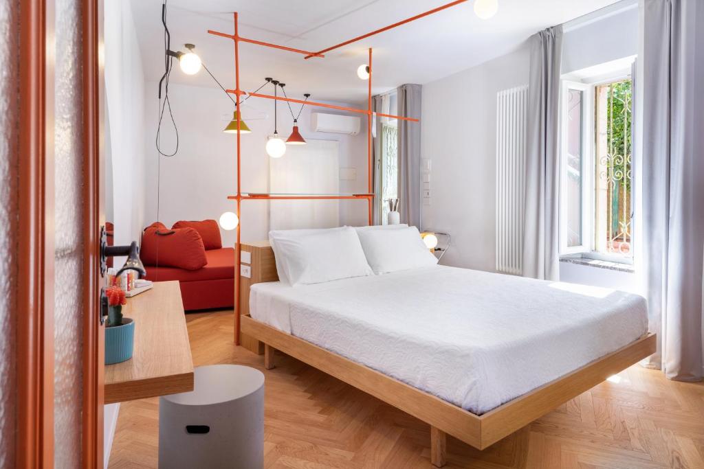 מיטה או מיטות בחדר ב-Le Moresche Taura & Mina