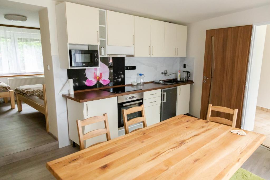Kuchyň nebo kuchyňský kout v ubytování Apartmany De-Lu