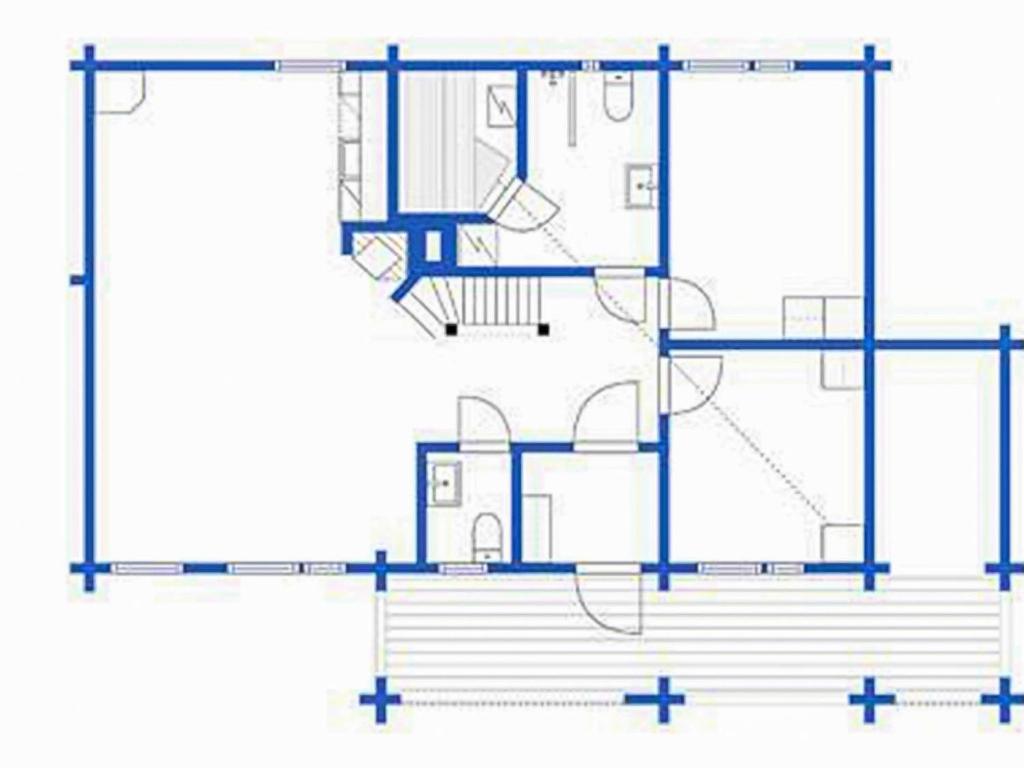a plan of a house with blue lines at Holiday Home Luostonseita 3 by Interhome in Luosto