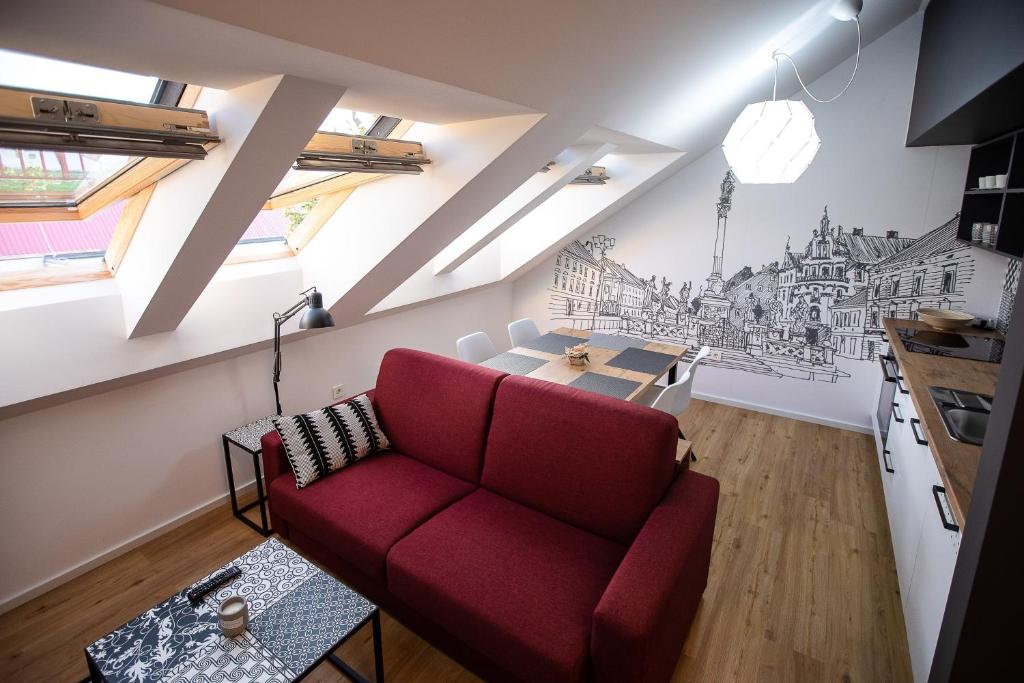 Kuchyň nebo kuchyňský kout v ubytování Postcard City Apartments