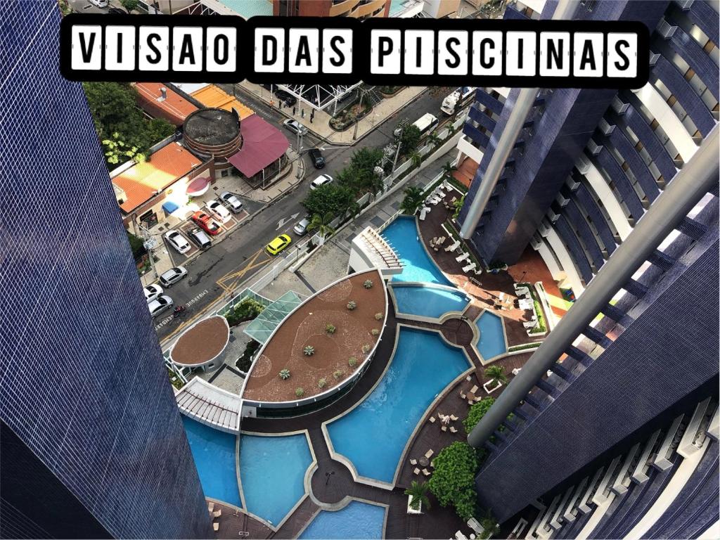 an aerial view of a pool in a city at Localização PRIVILEGIADA Beach Class Iracema in Fortaleza