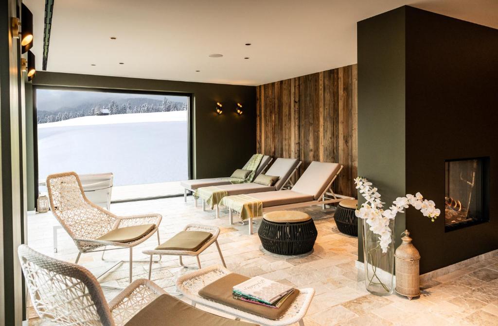 Posezení v ubytování Alpenloge Design Hotel