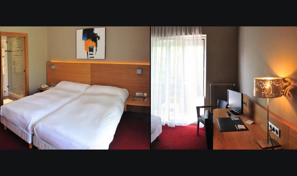 Postel nebo postele na pokoji v ubytování Hôtel Restaurant Logis Auberge Sundgovienne