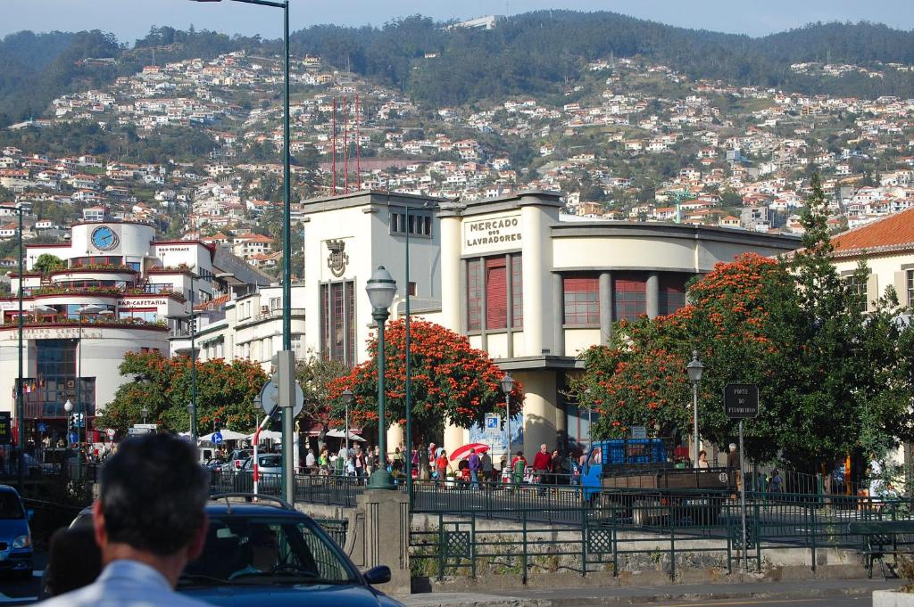 a man in a car driving down a city street at Agnelo Comfort - Accommodation H V in Funchal