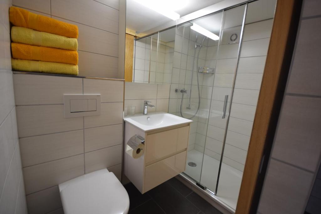 Koupelna v ubytování Studio bim Chalet bim Chilchli