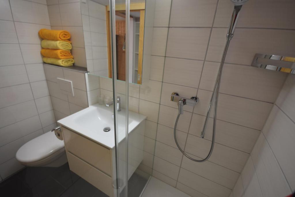 Koupelna v ubytování Studio bim Chalet bim Chilchli