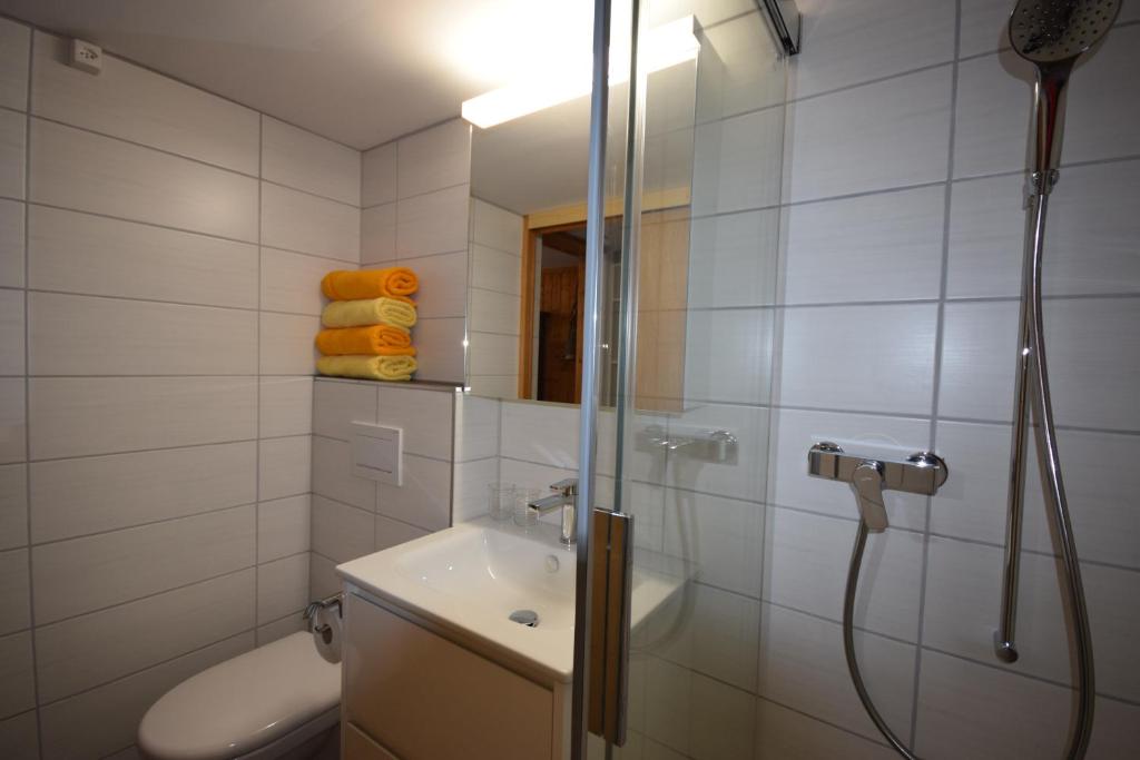 Koupelna v ubytování Studio bim Chalet bim Chilchli