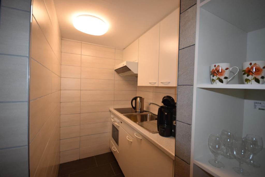 Kuchyň nebo kuchyňský kout v ubytování Studio bim Chalet bim Chilchli