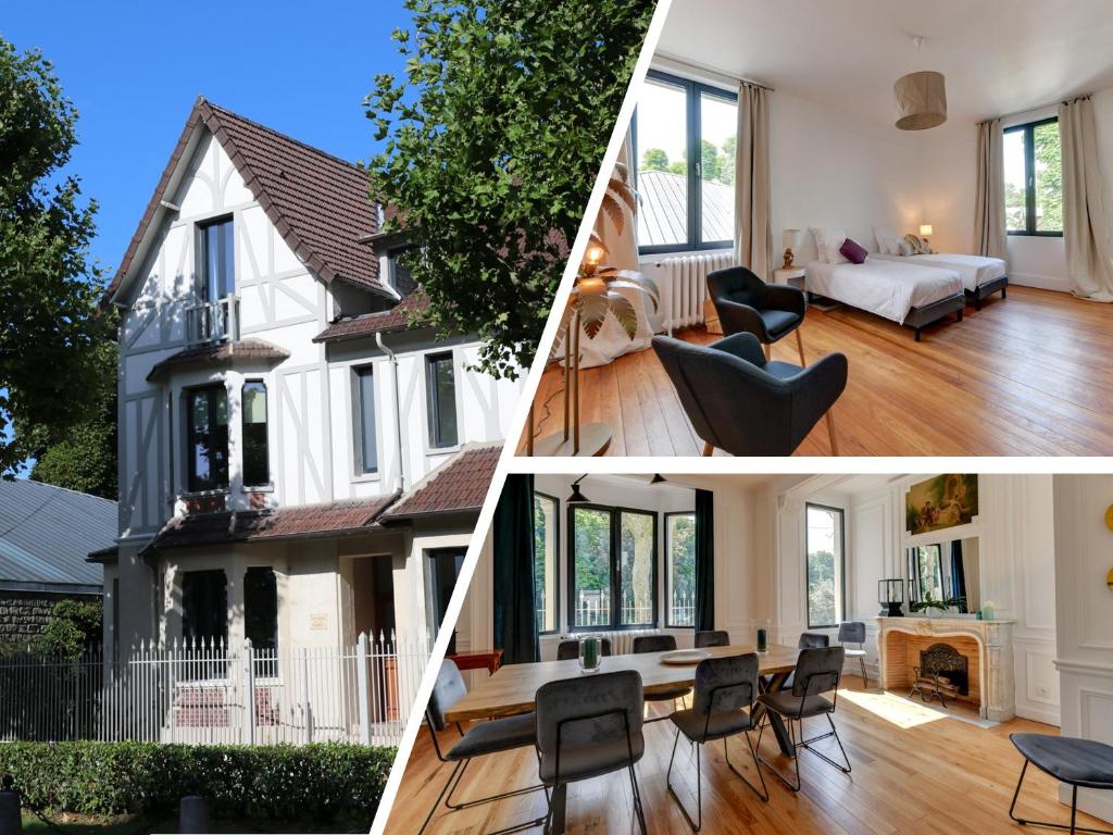 a collage of photos of a house at Cottage de la Forêt in Chantilly