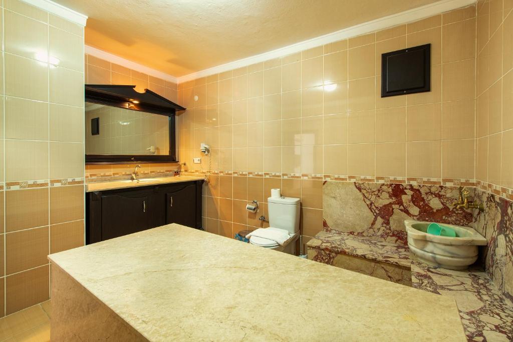 a bathroom with a sink and a toilet in it at EPHESUS CENTRUM in Selcuk