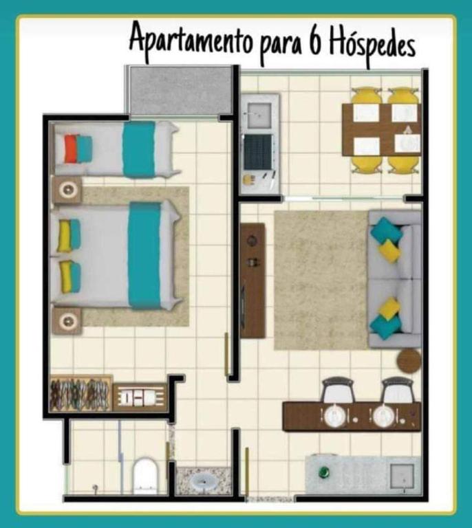  Apartamento em Resort de Olímpia
